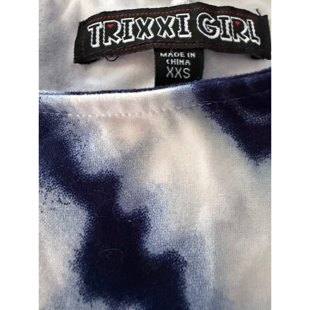 Trixxi Girl Tie Dye High Low Dress XXS Blue White Long Sleeve Asymmetrical Hem - Picture 4 of 5